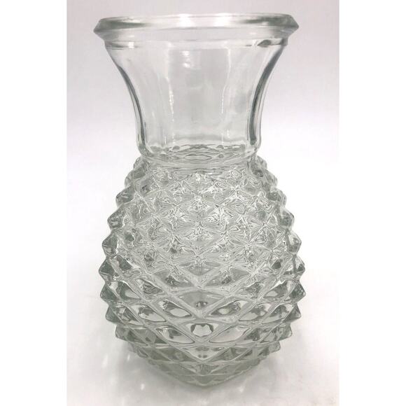Vase Pineapple Shaped Diamond Point Pressed Glass 5.5" Tall Vintage 1980s FTD - Picture 1 of 8